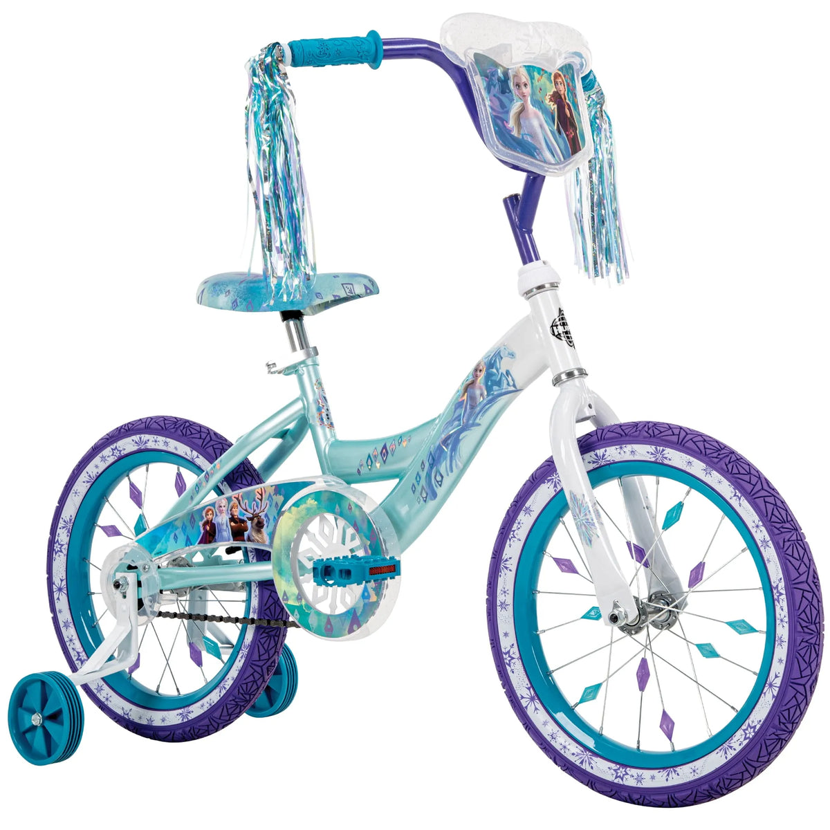 Vélo Huffy, 16 Pouces, Blanc étincelant, roues d'entraînement, s pour les filles, Reines des Neiges, Reines des Neiges