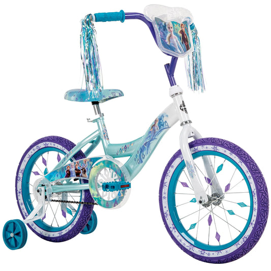 Vélo Huffy, 16 Pouces, Blanc étincelant, roues d'entraînement, s pour les filles, Reines des Neiges, Reines des Neiges