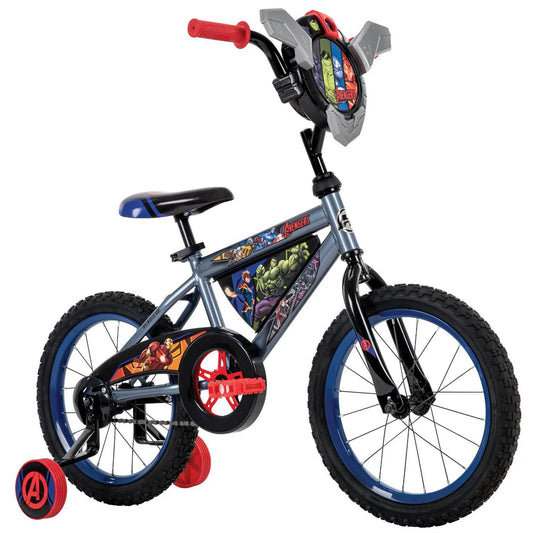 Vélo, Huffy, Avengers de, 16 pouces, pour garçons avec roues d'entraînement, Gris / Rouge