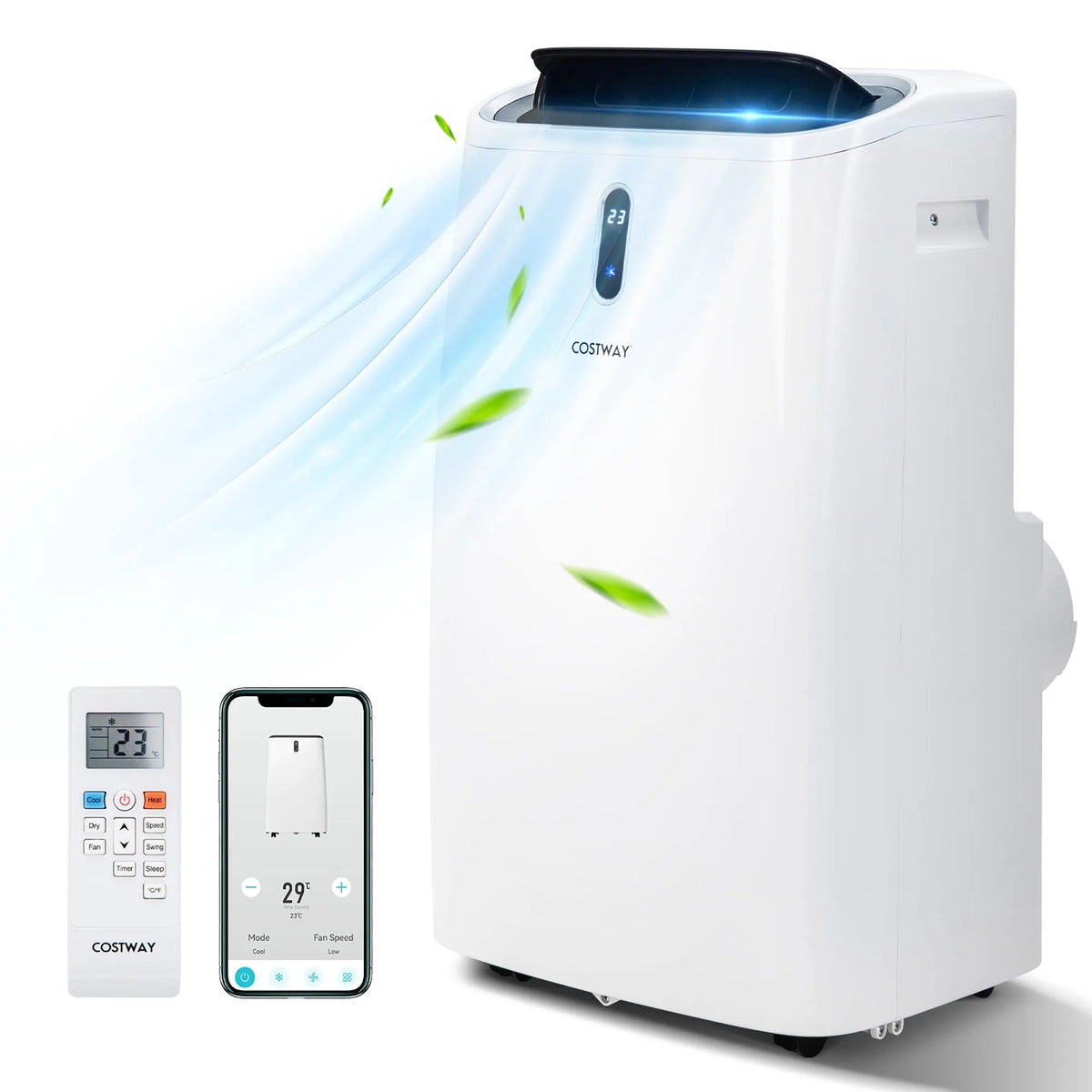 Climatiseur portable, Portatif 14000 BTU 4-en-1 Refroidisseur d'Air, Appli et Contrôle Intelligent Wi-Fi