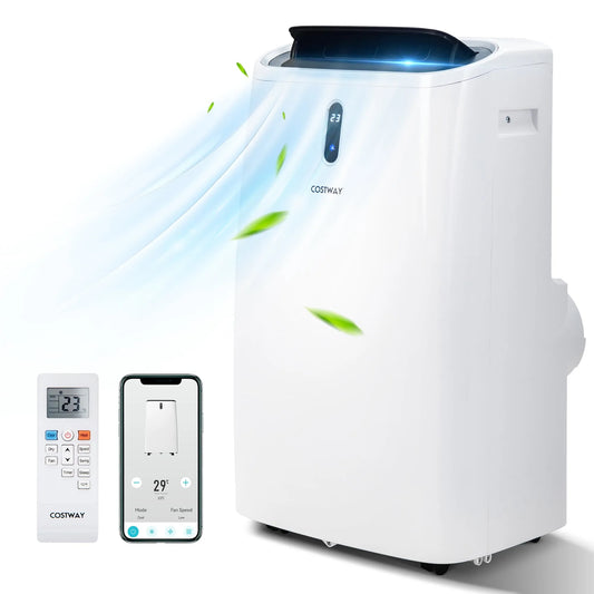Climatiseur portable, Portatif 14000 BTU 4-en-1 Refroidisseur d'Air, Appli et Contrôle Intelligent Wi-Fi