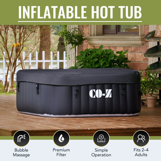 Spa gonflable, 5 Pi pour 4 Personnes avec Jets de Massage et Tous les Accessoires Noir