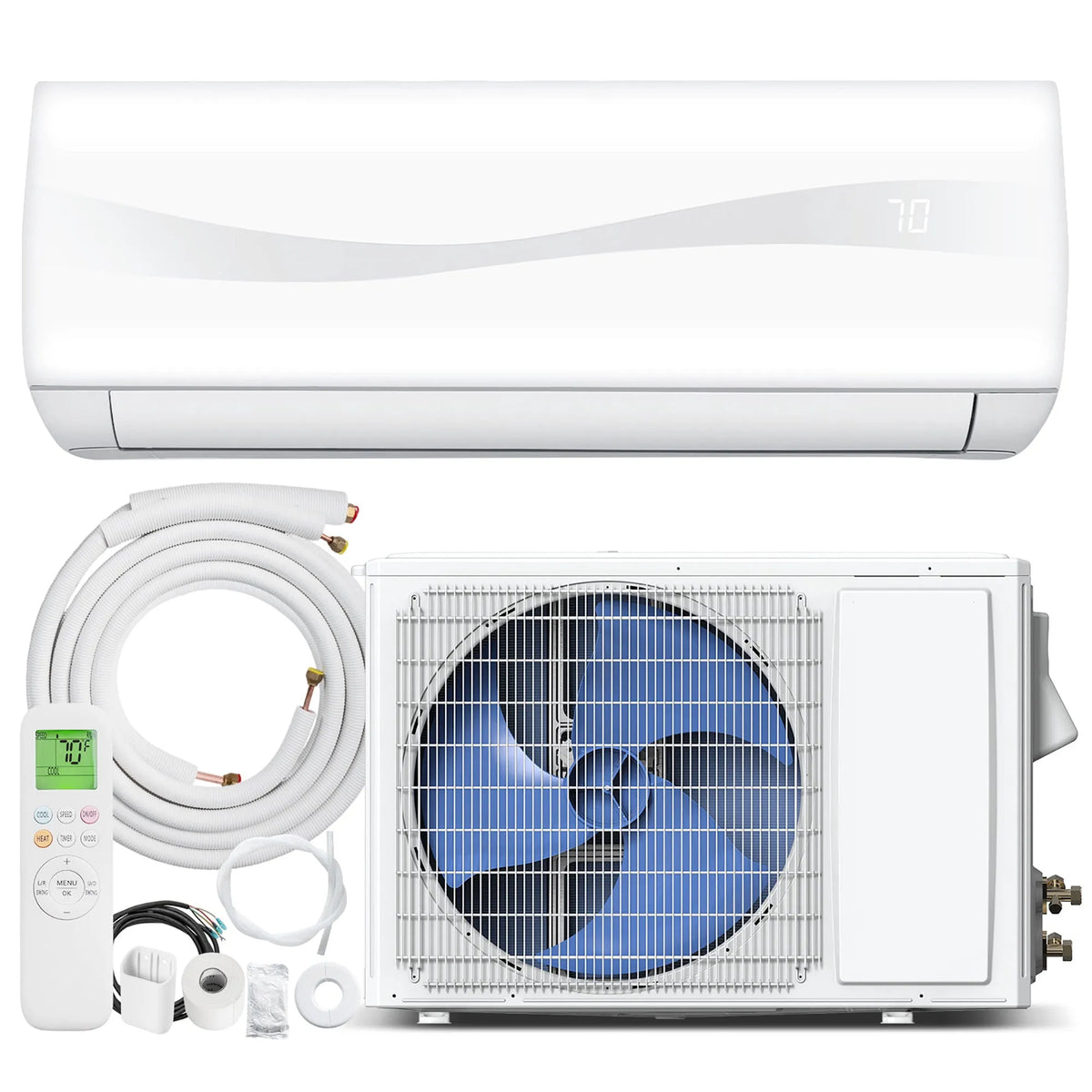 Climatiseur mini-split, Chauffage Mini-Split 12000 BTU, Thermopompe, Trousse d'Installation Complète