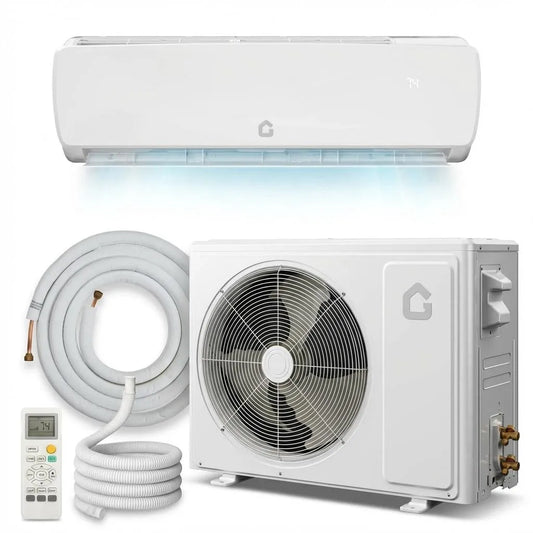 Climatiseur mini-split SEER2,19 et Chauffage Mini-Split Sans Conduits de 9000 BTU, Couverture de 450 Pi2,230 V, Déshumidification, Blanc