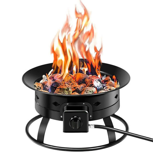 Foyer Portatif extérieur 58 000 BTU au Propane pour Patio Roches de Lave Camping Événements
