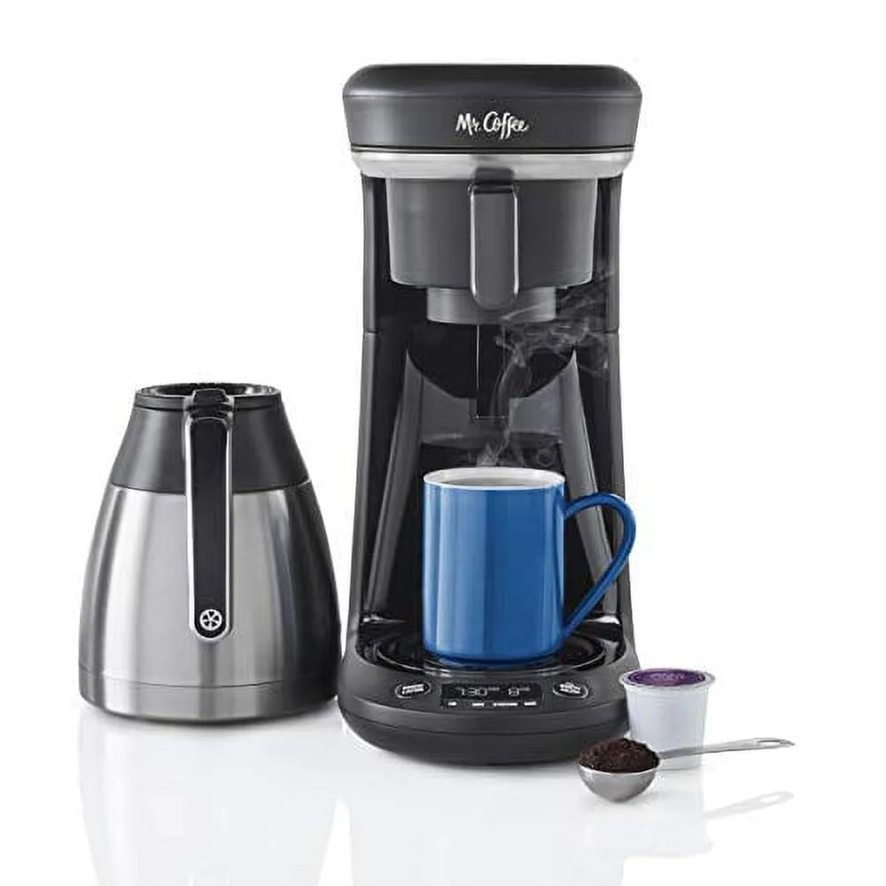 Machine à café, cafetière électrique, Combinée Capsule + 10 Tasses Gain de Place, Noire