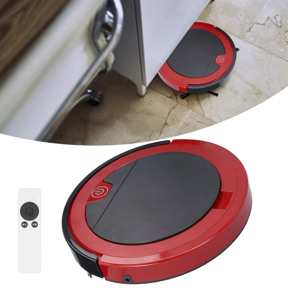 1200 Pa Puissant Robot de Nettoyage de Plancher d'Aspiration, Intelligent Anti-Chute de Petite Taille pour les Amis de Ménage, Robot de Balayage