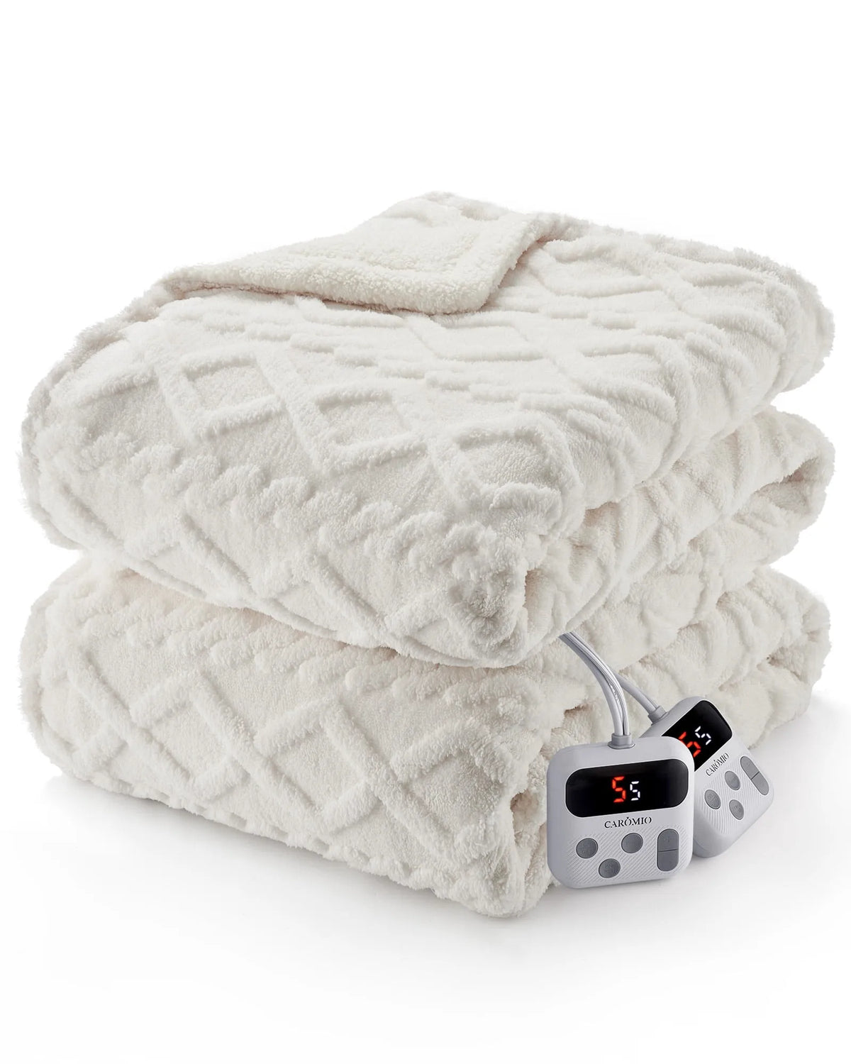 Double Commande, 10 Niveaux de Chaleur, 10 Réglages de Minuterie, Chauffage Rapide, Couverture Chauffante Électrique