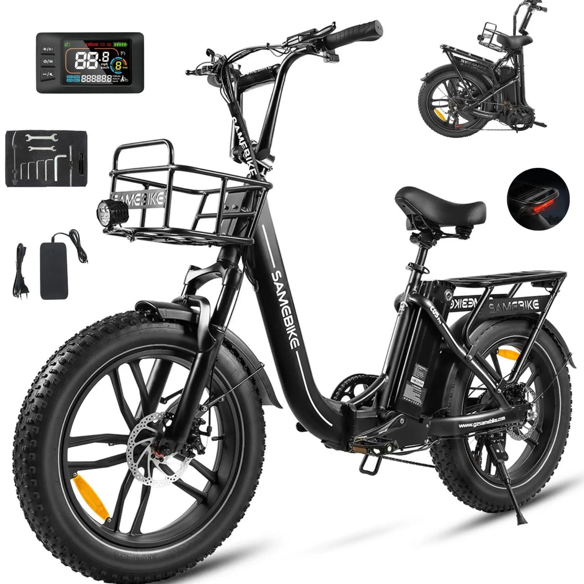 Vélo électrique SAMEBIKE, UL2849, C05PRO Pliable pour Adultes, Électrique 500W, Batterie Amovible 36V 13AH 20 Pouces Fat Tire