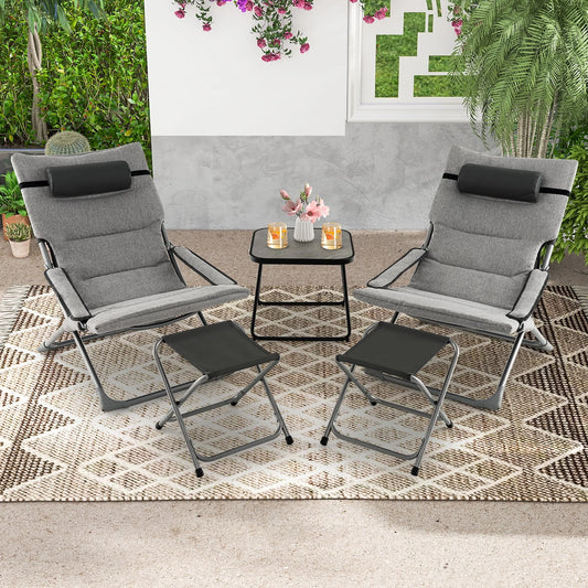 Chaise, Piscine hors terre, Ensemble de 5 s à Sangle pour Patio Chaises Longues Pliantes, à Café Cour Bord