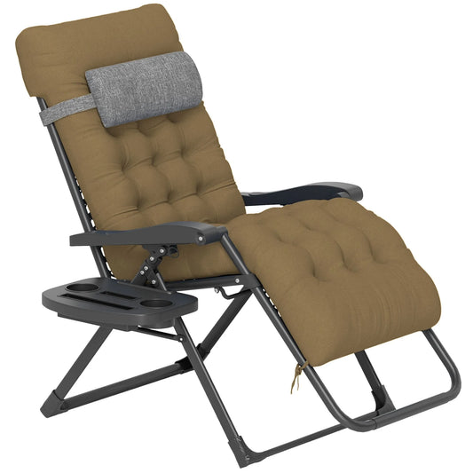 Fauteuil inclinable, Terrain de Camping et Salon 35,5 po L, Patio Réglable, Porte-Gobelet, Cadre en Acier et Coussin Amovible