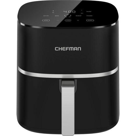 Friteuse sans huile Chefman, TurboX chaud 4-en-1, 5 Pintes pour Poulet Extra Croustillant, Commandes Tactiles Numériques, Frites, Ailes et Plus