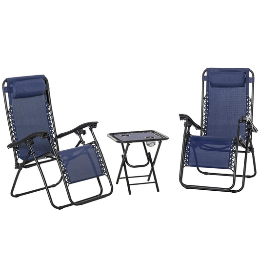 Chaise, CoSoTower Ensemble de 2 s Zéro Gravité pour Patio avec d'Appoint, Porte-Gobelets et Coussins pour Piscine, Cour Arrière, Pelouse, Bleu
