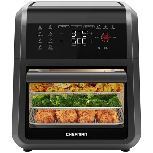 Friteuse à air, multifonctionnelle Chefman 6-en-1, une capacité de 11,5L 12 Qt et un écran tactile numérique, Noir