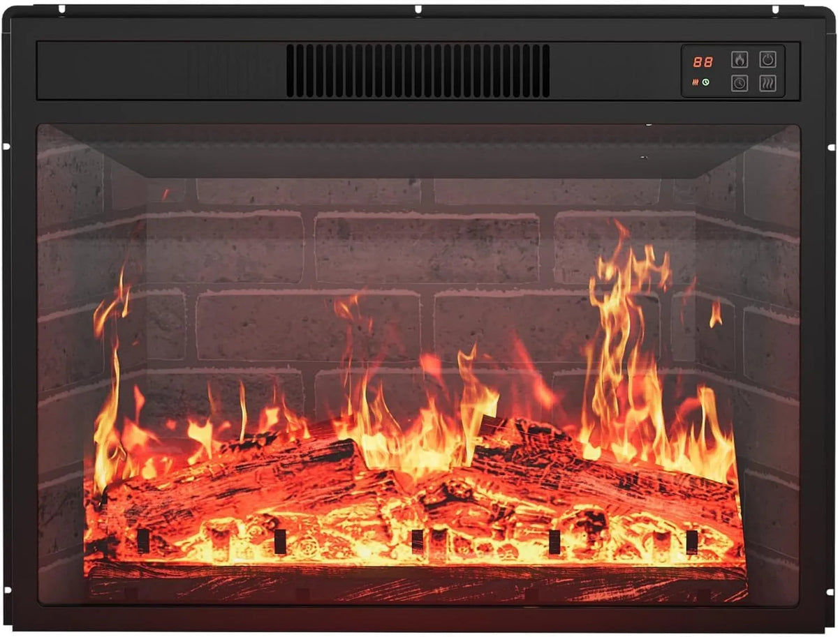 Smart TV, Minuterie 0,5-9 H, 3 Couleurs de Flamme, Chaleur 1500 W, Foyer Encastré et Mural Ultra Mince 4,2 pouces, Thermostat Réglable pour Salon