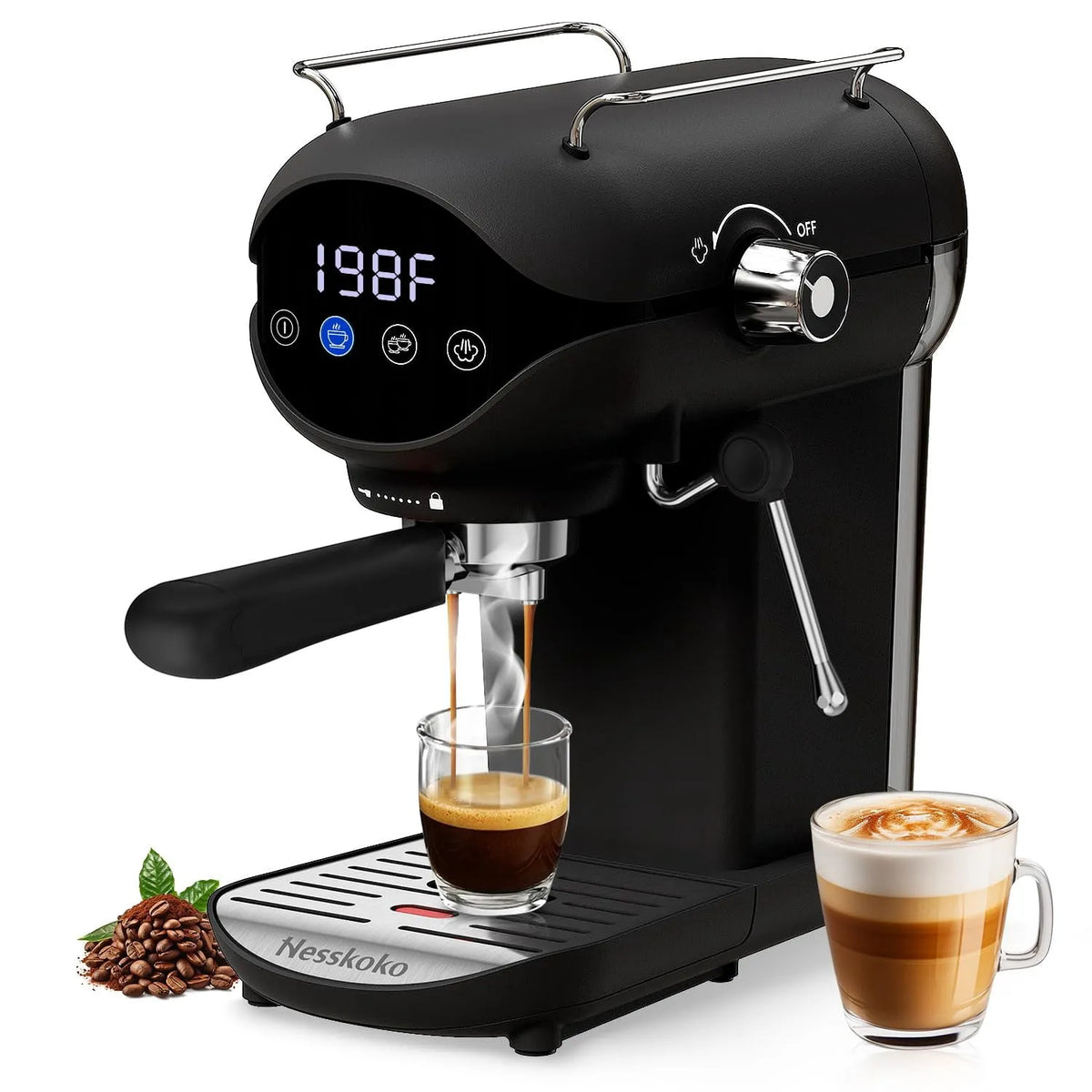 Machine à espresso, cafetière expresso, Nesskoko Semi-Automatique 20 Bars Noire
