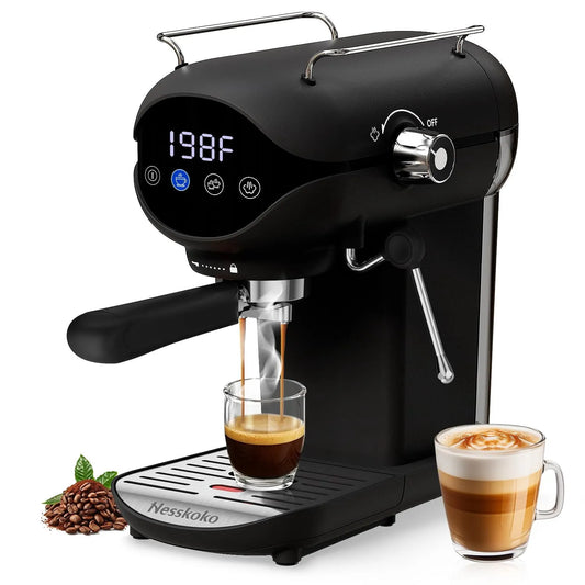 Machine à espresso, cafetière expresso, Nesskoko Semi-Automatique 20 Bars Noire