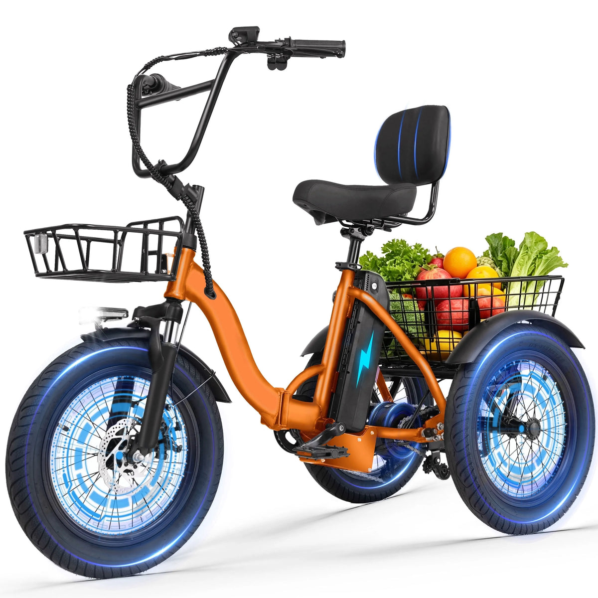 Tricycle électrique ESKUTE, pliable, moteur 750 W, Moteur Sans Balais 750 W, Pliable à Enjambement Bas à 3 Roues, 18 Mi/h, jusqu'à 55 Mi, Adulte