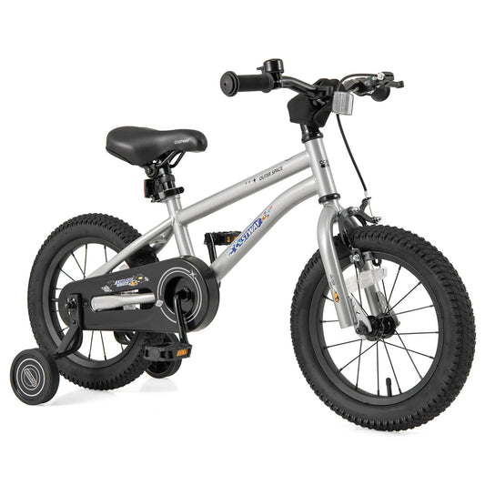 Vélo enfant, Selle Ajustable et Guidon Antidérapant Argent, 14 pouces pour 3 à 5 Ans