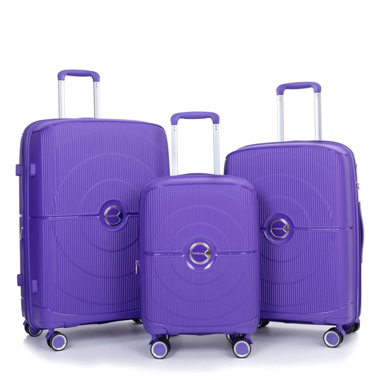 Valise Rigide Légère Extensible, Ensemble de 3 Pcs de Valises Rigides, Violet, Cadenas TSA et Roues Pivotantes