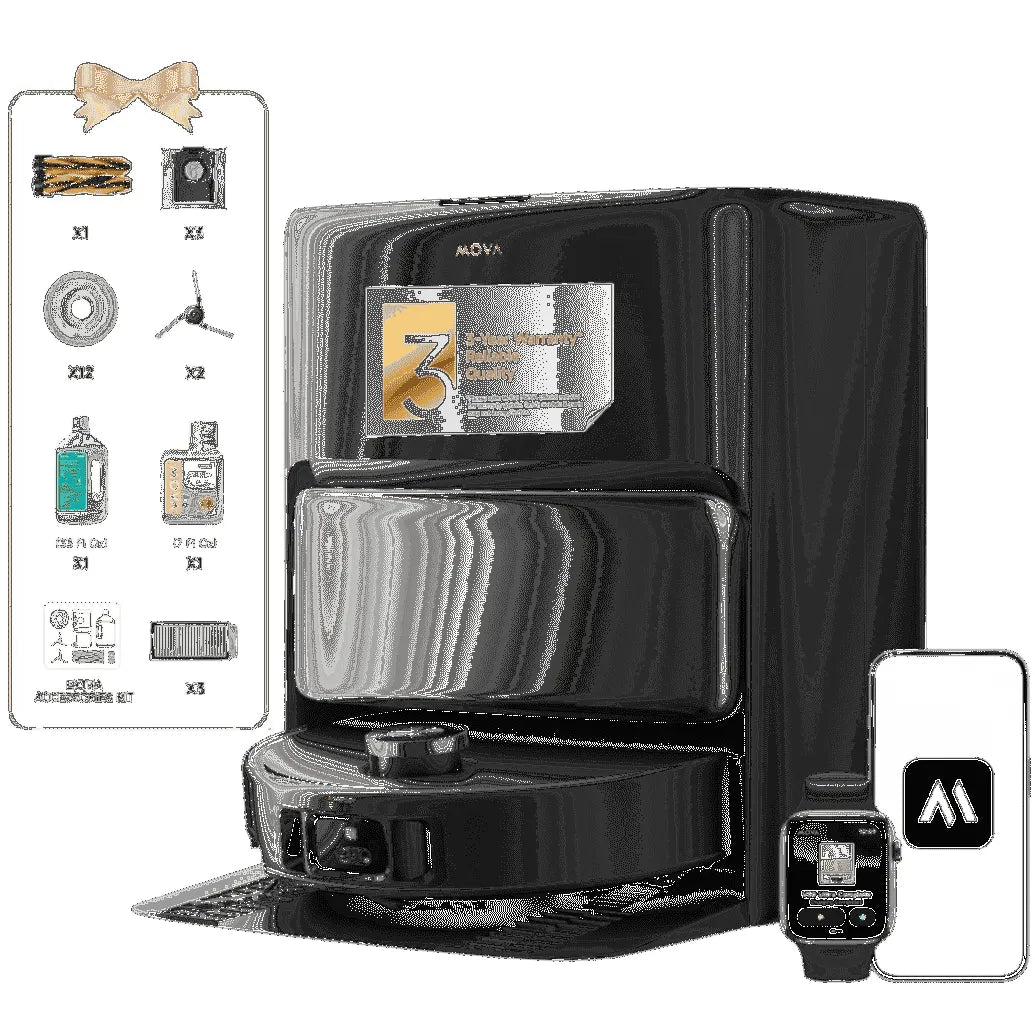 Aspirateur robot laveur MOVA, robot V50, Lavage de la Vadrouille à l'Eau Chaude 80°C, Séchage Rapide de la Vadrouille Aspiration 24k Pa