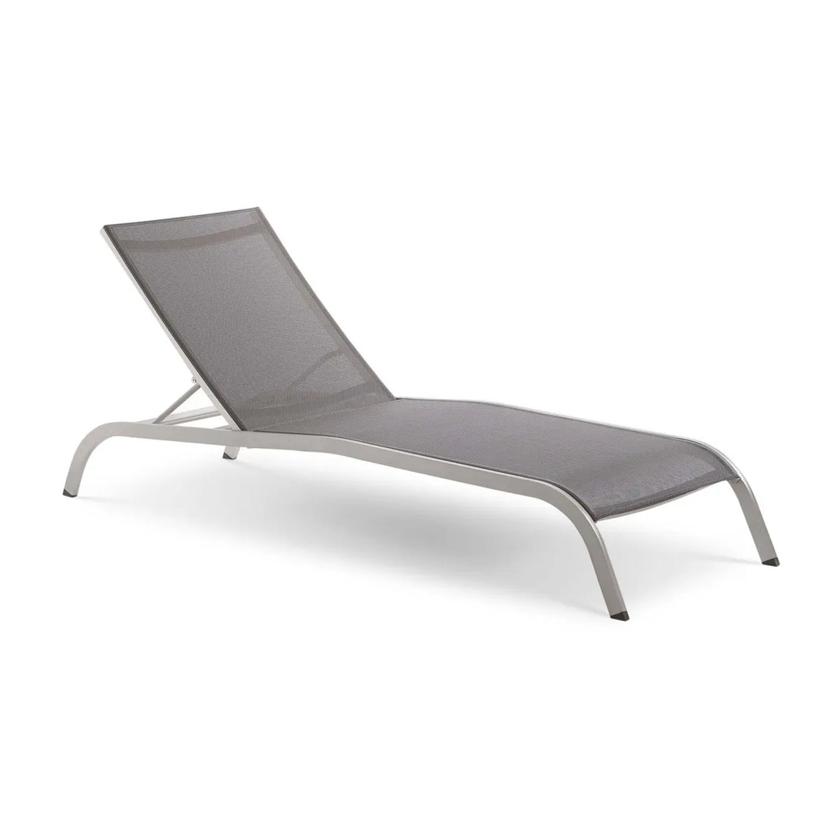 Chaise longue Modway, Patio Extérieure en Aluminium et Maille, Gris