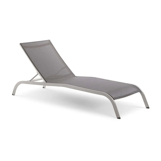 Chaise longue Modway, Patio Extérieure en Aluminium et Maille, Gris