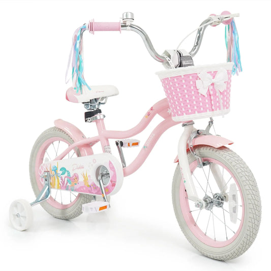 Vélo enfant, Roues Stabilisatrices, 14 Pieds', Selle et Guidon Ajustables, Freins à Rétropédalage à Main, 14 Pieds' avec Roues Stabilisatrices
