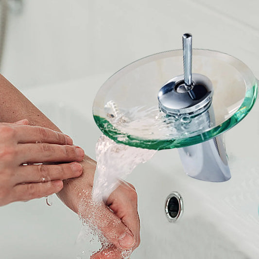 Oliegs Couverture Chauffante Tout Cuivre Bassin de Comptoir Robinet en Verre chaud et Froid Poignée Unique Salle de Bain Créative Robinet en acier