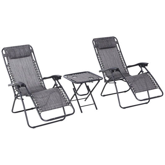Chaise, Ensemble de s à Gravité Zéro, Pliante et Porte-Gobelet Gris Foncé, s à Gravité Zéro avec Table Pliante et Porte-Gobelet Gris Foncé