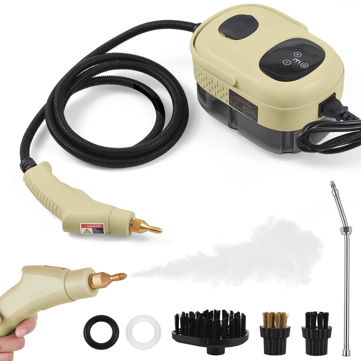 Chauffage Rapide en 15s, Fiche US 110 V Gris 2500 W Nettoyeur à Vapeur Haute Pression, Haute Température de 105°C et Pression de 3,0bar, 6 Vitesses