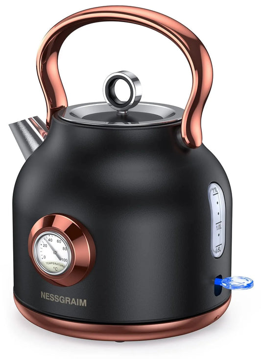 Chauffe-eau électrique, Bouilloire à Thé en acier inoxydable 1,7 L, chaud Rapide 1500 W, Grande Jauge de Température, Indicateur DEL