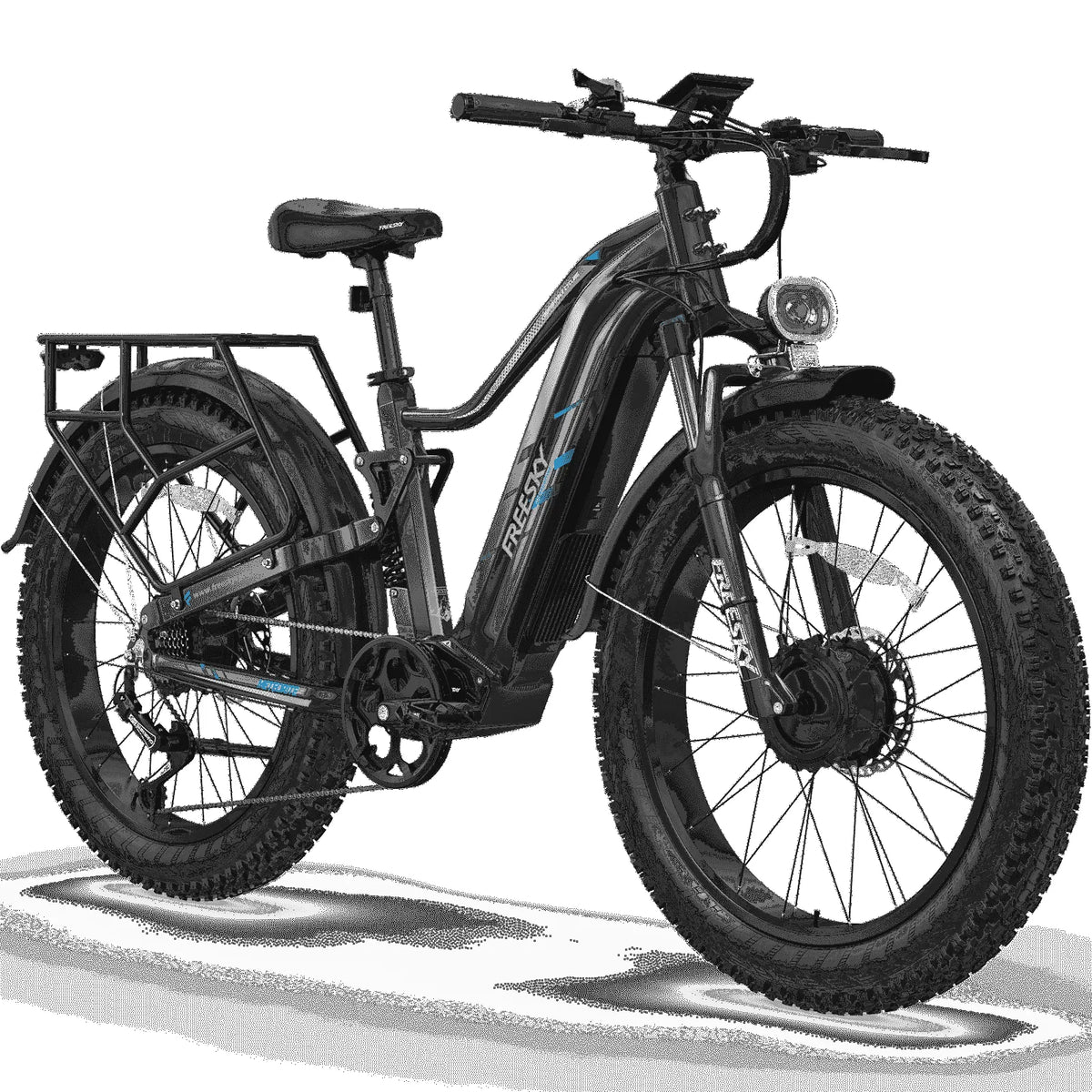 Vélo électrique FREESKY, à Double Moteur pour Adultes, Crête 3500W 48V 25Ah, à Pneus Larges 26 Pouces, Enjambement Bas, Vélo de Montagne Électrique