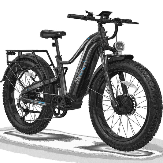 Vélo électrique FREESKY, à Double Moteur pour Adultes, Crête 3500W 48V 25Ah, à Pneus Larges 26 Pouces, Enjambement Bas, Vélo de Montagne Électrique