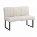 Banc de chambre avec dossier crème en cuir synthétique PU et acier 120 x 60 x 85 cm