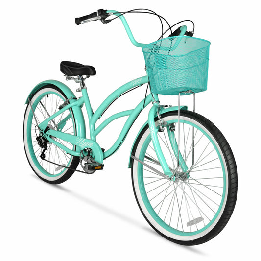 Vélo, 26', Commuting avec Panier, Adultes 13+ Ans, Teal Néon, 26' Hyper Bicycles de Commuting avec Panier