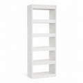 Bibliothèque verticale blanche en panneaux de particules rectangulaire 60 x 24 x 180 cm à 5 niches