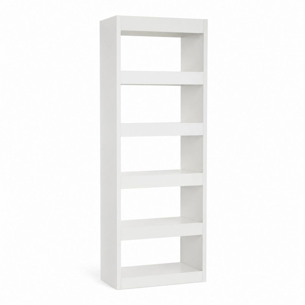 Bibliothèque verticale blanche en panneaux de particules rectangulaire 60 x 24 x 180 cm à 5 niches