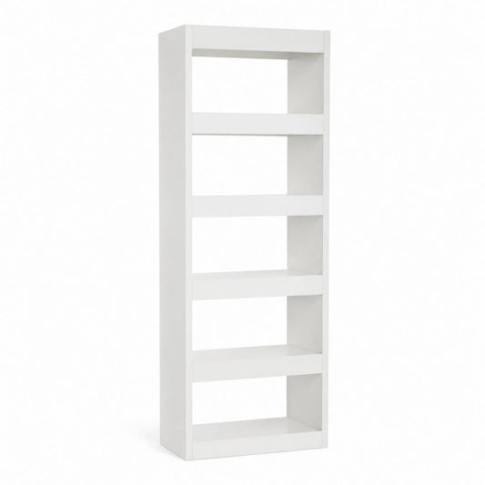 Bibliothèque verticale blanche en panneaux de particules rectangulaire 60 x 24 x 180 cm à 5 niches