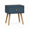 Table de chevet à tiroir bleu foncé en MDF et bois d’hévéa 40 x 35 x 60 cm