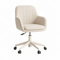 Chaise de bureau pivotante beige en polyester avec accoudoirs et roulettes 60 x 60 x 82-92 cm