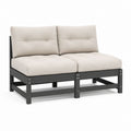 Canapé de jardin 2 places beige en acier thermolaqué avec coussins 124 x 70 x 78 cm