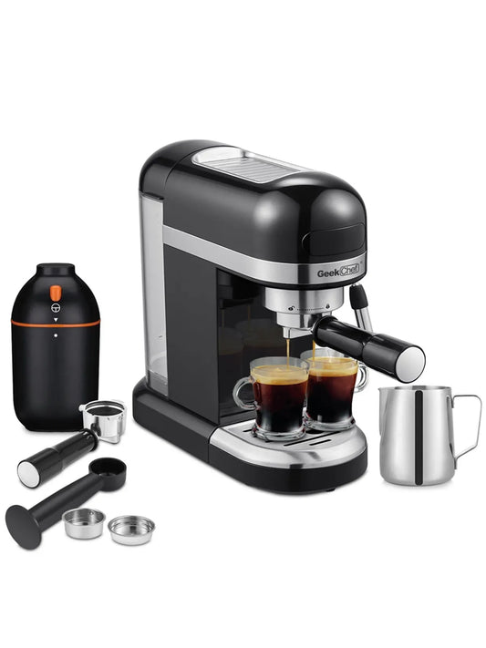Machine à espresso, Pompe 20 Bars, SINLOOG, Machine à Café Compatible, capsules de Dosettes ESE, Filtre et Mousseur à Lait à Vapeur Wa