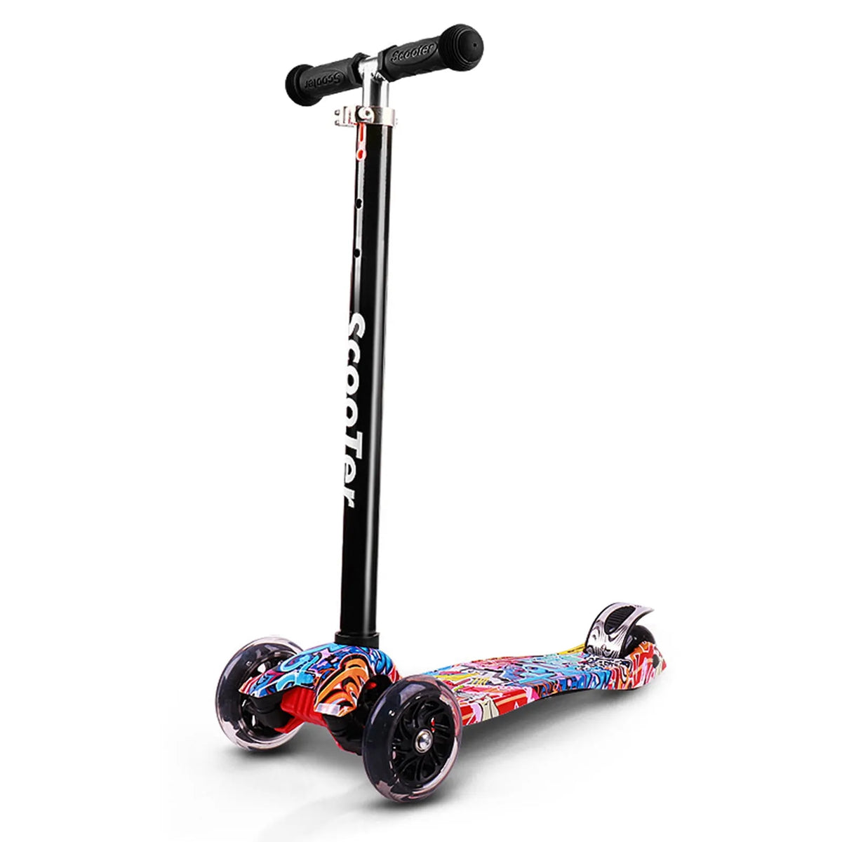 Roues Lumineuses Trottinette à Propulsion pour Tout-Petits 3-8 Ans, Trottinette Pliable pour Enfants Trottinette à 3 Roues, Hauteur Ajustable