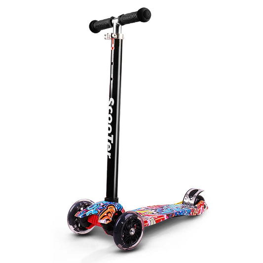 Roues Lumineuses Trottinette à Propulsion pour Tout-Petits 3-8 Ans, Trottinette Pliable pour Enfants Trottinette à 3 Roues, Hauteur Ajustable