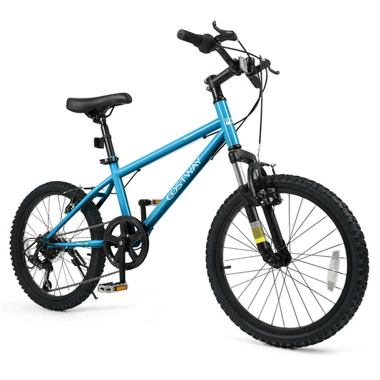 Vélo de montagne, Fourche à Suspension Bleu, Enfants de 20 pouces pour Garçons et Filles de 8+ Ans