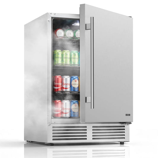 Réfrigérateur VEVOR, 5,0 Pi3, Corps en acier inoxydable 304, Contient 180 Canettes, 0 pi3, à Boissons sous Comptoir de 24 pouces, Autoportant
