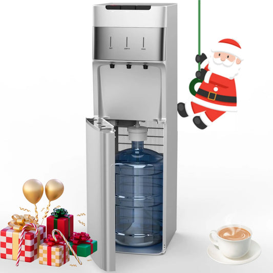 3 Réglages de Température Argent, Distributeur de Refroidisseur d'Eau Autonettoyant UV pour Bouteille de 3 à 5 Gallons à Chargement par le Bas