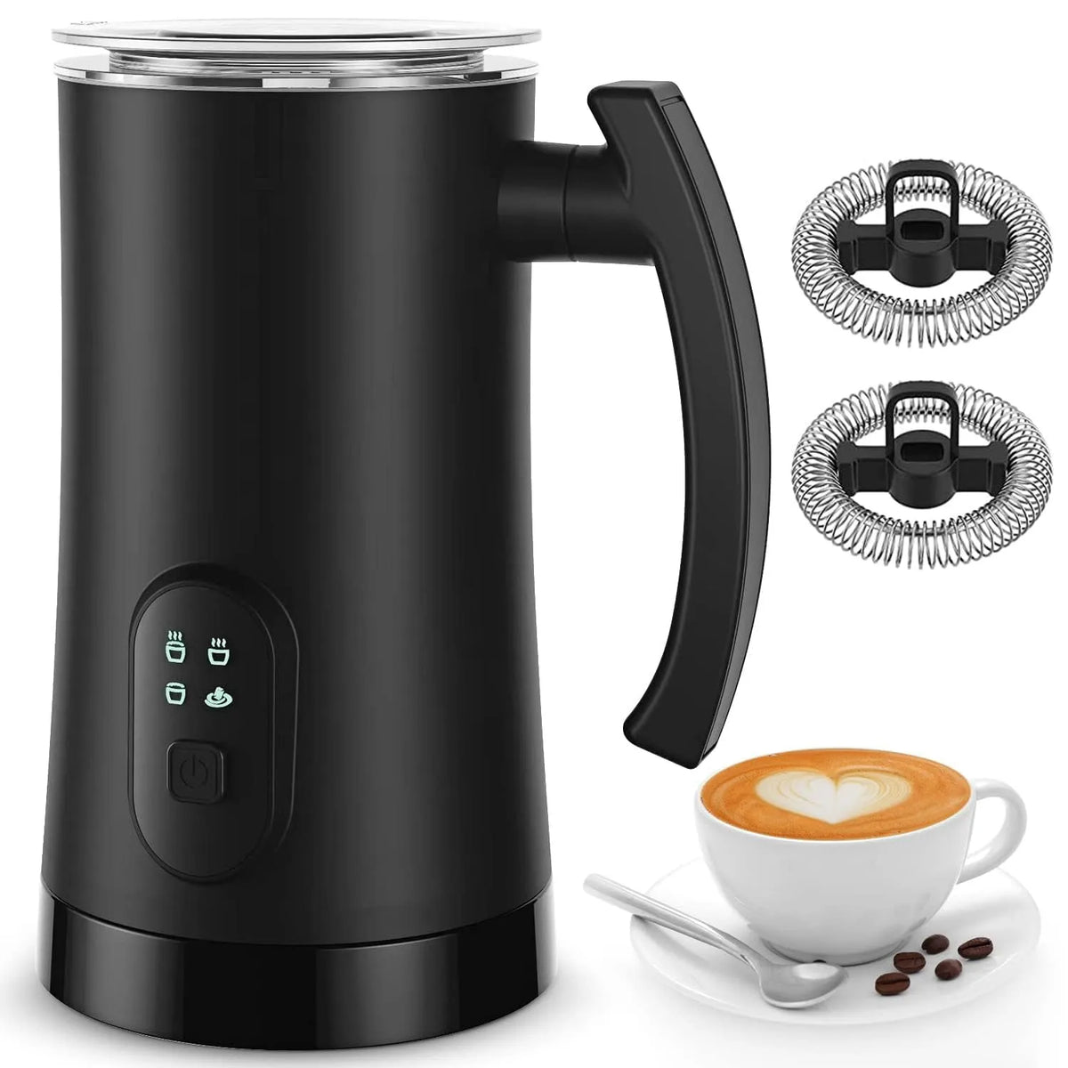 Cuiseur Vapeur à Lait 4 en 1, Mousseur Automatique chaud et Froid de 11,8 Oz/350 ml pour Café, Cappuccino, Latte, Mousseur à Lait Électrique