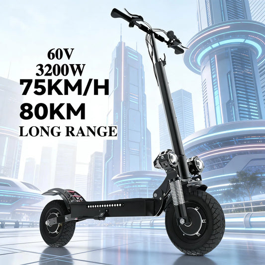 Trottinette électrique, 3200W, 75KM/H, X700 75 km/h 80KM, Moteur Double 3200 W, Haute Vitesse, Doubles Suspensions, Autonomie, E-Scooter Pliable